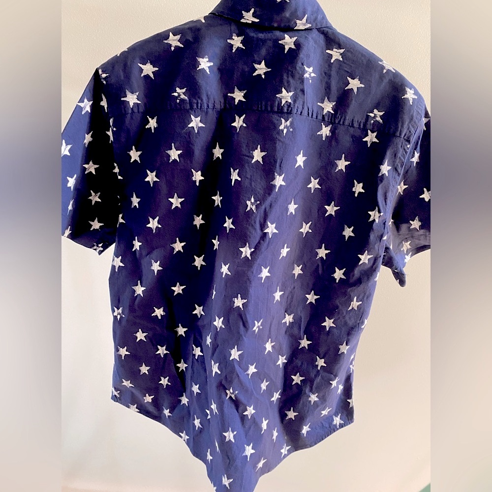 True Craft Men’s Stars Button-Down Shirt ✨ Navy Size M